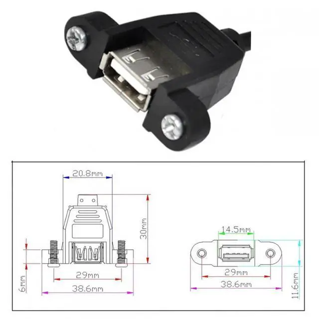 Alt view image 2 of 7 - Cable 2pcs/lot Left & Right Angled Type USB 2.0 Type-A Male to USB Female Extension Cable Panel Type 90 Degree 25cm