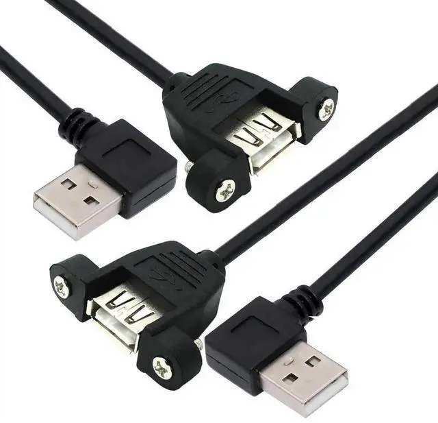 Main image of Cable 2pcs/lot Left & Right Angled Type USB 2.0 Type-A Male to USB Female Extension Cable Panel Type 90 Degree 25cm