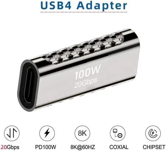 Alt view image 2 of 7 - USB4 Type C Female to Female 100W Power 20Gbps Data 8K Video Extender Adapter for NS Phone Laptop