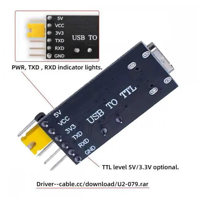 Alt view image 7 of 7 - Cable USB-C Type-C Female To TTL Converter UART STC Module Serial Programmer CH340G CH340 3.3V 5V Adapter Replace PL-2303