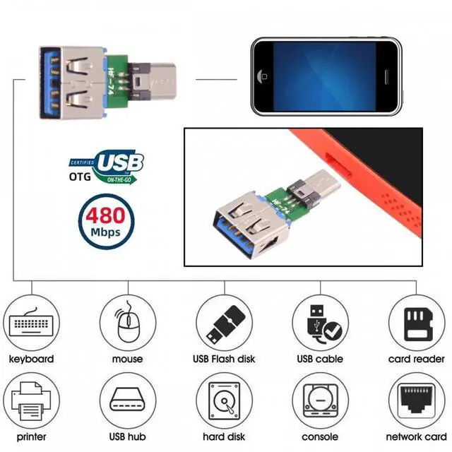 Alt view image 3 of 7 - 5pcs/lot Micro USB 2.0 5Pin Male Connector to USB Type-A Female OTG Data PCBA Adapter for Tablet Phone