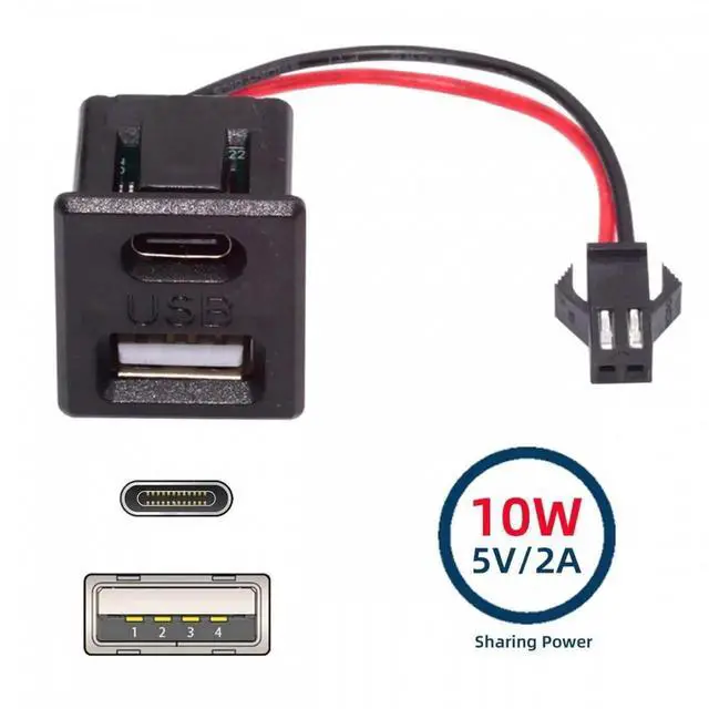 Alt view image 5 of 6 - DIY OEM Type-C & Type-A Female Socket to 2Pin Header Cable Pitch=2.54mm Latch Mount Type DC 5V Power