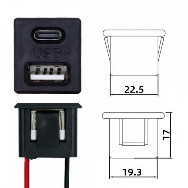 Alt view image 4 of 6 - DIY OEM Type-C & Type-A Female Socket to 2Pin Header Cable Pitch=2.54mm Latch Mount Type DC 5V Power