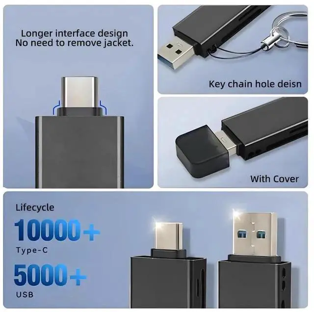 Alt view image 2 of 7 - Cable USB 3.0 & Type-C to TF T-Flash Card & SD Card Reader Writer for Camera & Laptop & Tablet & Mate Serial Phone