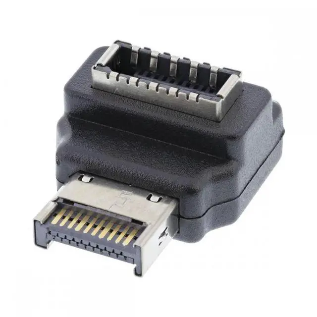 Alt view image 2 of 5 - Cable 20pin Type-E Male to Type-E USB 3.1 Front Panel Header Female Motherboard Extension Data Adapter 90 Degree Angled