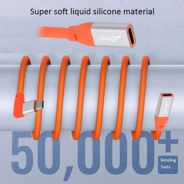 Alt view image 7 of 7 - Cable USB3.2 Male to Female Extension Cable 20Gbps 90 Degree Left Right Angled Ultra Soft High Flex with 100W and 8K 5K USB4.0 Type-C Compatible with Thunderbolt3/4