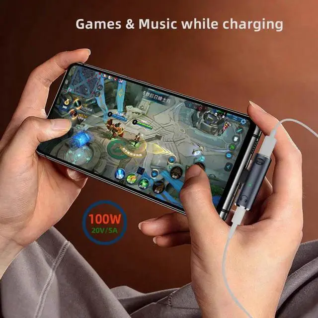 Alt view image 7 of 7 - USB-C Type-C to 3.5mm Audio DAC AUX Music 16bit 48kHz & 100W PD Power Adapter for Laptop Tablet Phone