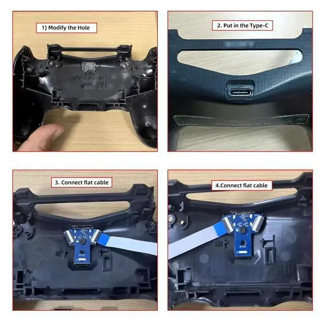 Alt view image 2 of 7 - Cable DIY Solder Type-C Female Socket Replace Micro-USB 5Pin for PS4 DualShock JDS-040 JDS-055 Repair Part Board Connector Module