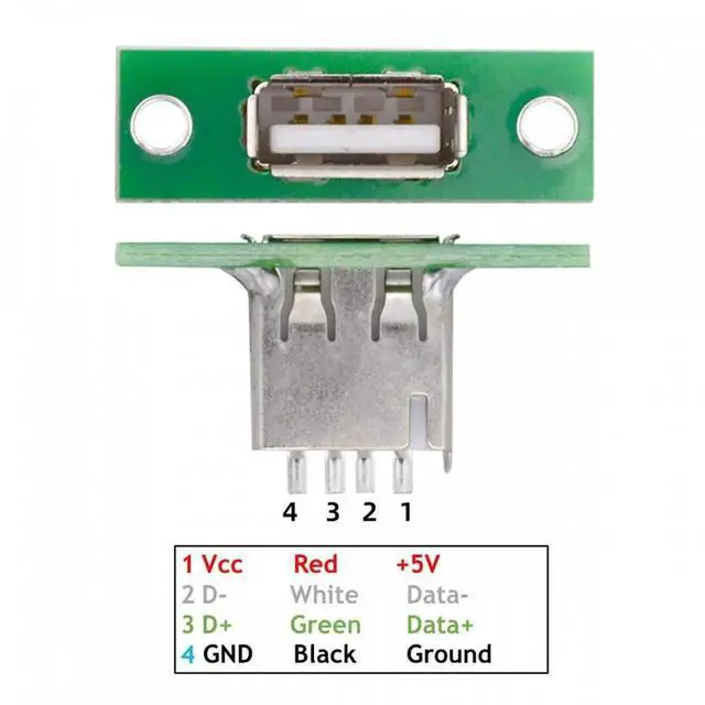 Alt view image 2 of 6 - 5pcs/set DIY OEM USB Type-A Female Socket Connector with Panel Mount Solder Type