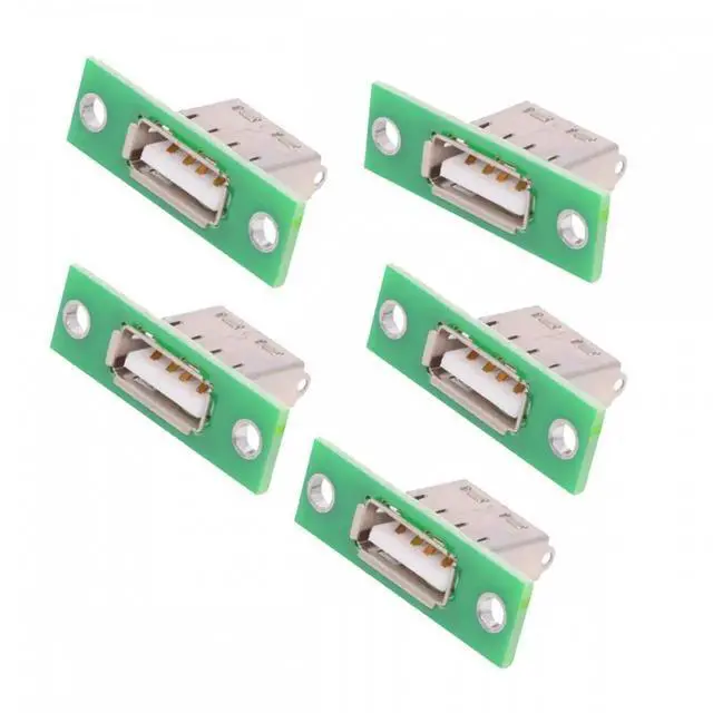 Alt view image 4 of 6 - 5pcs/set DIY OEM USB Type-A Female Socket Connector with Panel Mount Solder Type
