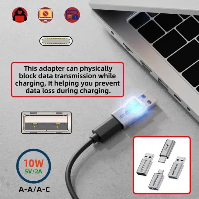 Alt view image 4 of 7 - Cable 4pcs/lot USB 3.1 Data Blocker Type-A Male Female to USB-C Male Female Elimination Data Protect Against Jui