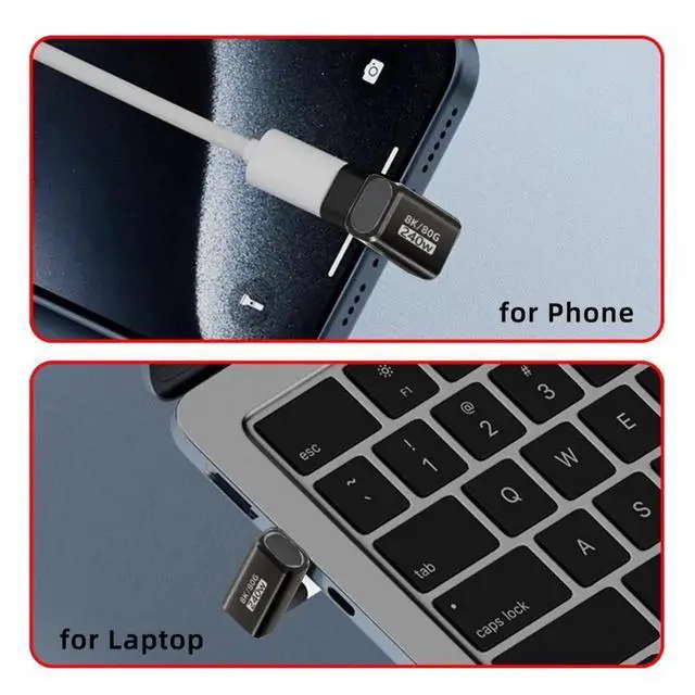 Alt view image 6 of 7 - Cable USB5.0 80Gbps Male to Female Extension Adapter Opposite U Shape Back Angled with 240W 16K 8K 5K Compatible with USB4.0 Thunderbolt3/4/5
