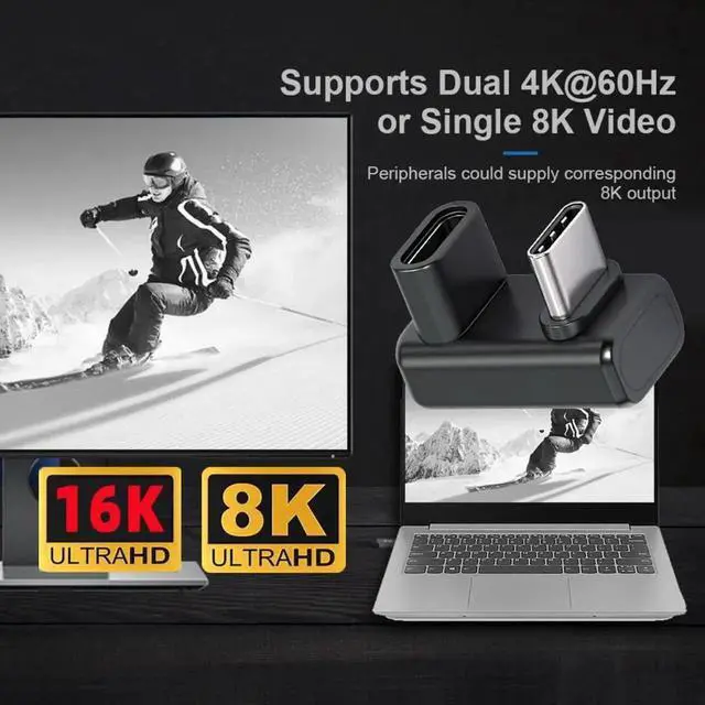 Alt view image 5 of 7 - Cable USB5.0 80Gbps Male to Female Extension Adapter Opposite U Shape Back Angled with 240W 16K 8K 5K Compatible with USB4.0 Thunderbolt3/4/5