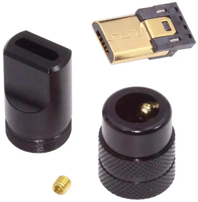 Main image of Micro USB2.0 5Pin Male Plug Connector Solder Type with Aluminum Alloy Shell Black Customization for 4.0mm~6.0mm Cable