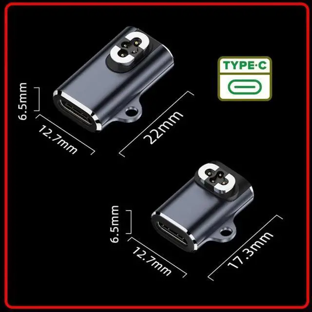 Alt view image 4 of 7 - 2pcs/lot Magnetic Charging Adapter USB Type-C to 4-Pin Horizontal Vertical Rhomboid Contacts Compatible with Bone Conduction Headphone S70