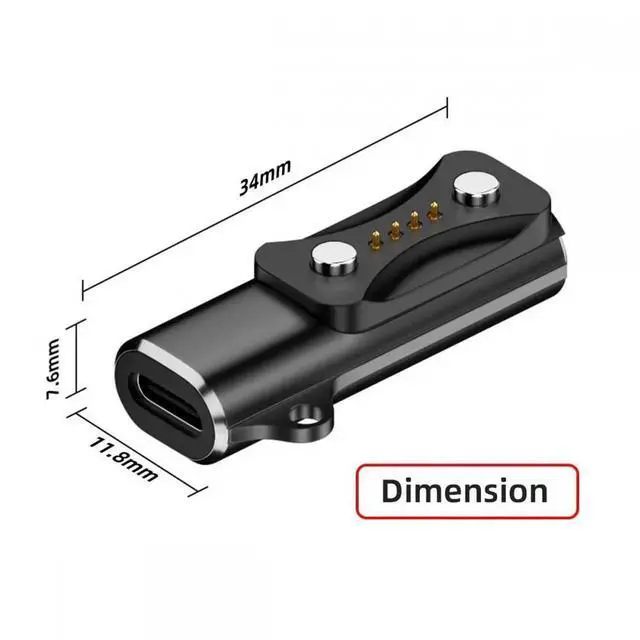 Alt view image 7 of 7 - 2pcs/lot Magnetic Smart Watch Charging Adapter USB Type-C to 2-Pin Compatible with Polar Vantage V3 M3 Pacer Pro IGNITE3 Grit X2