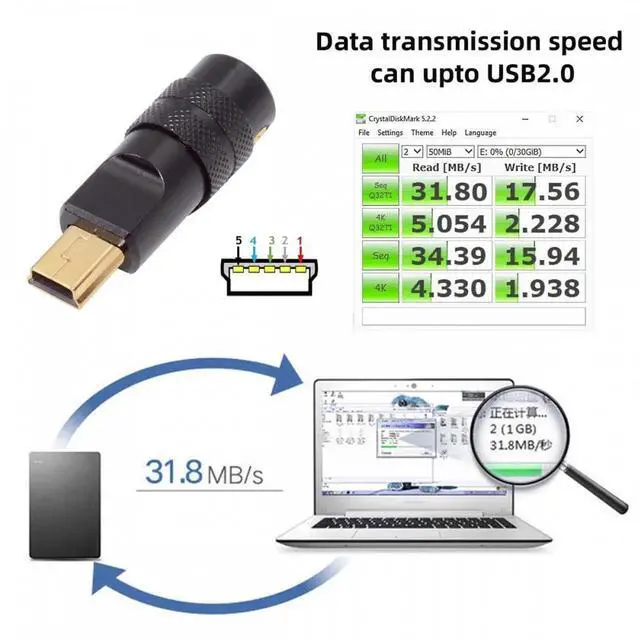 Alt view image 2 of 7 - Mini USB2.0 5Pin Male Plug Connector Solder Type with Aluminum Alloy Shell Black Customization for 4.0mm~6.0mm Cable