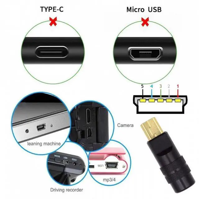 Alt view image 4 of 7 - Mini USB2.0 5Pin Male Plug Connector Solder Type with Aluminum Alloy Shell Black Customization for 4.0mm~6.0mm Cable