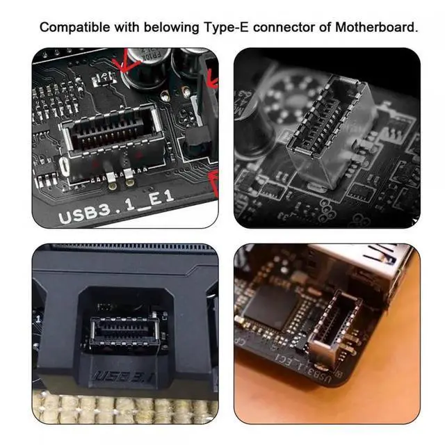 Alt view image 7 of 7 - USB 3.1 Front Panel Header Male Type-E to Type-A USB3.0 Female Data Adapter Down Angled 90 Degree for Motherboard