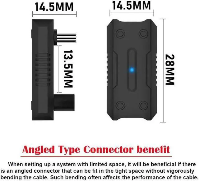 Alt view image 7 of 7 - 20Gbps USB3.1 Type C Male to Female Power Data Video Adapter Opposite U Shape Back Angled Compatible with ROG Ally Steam Deck Phone NS Switch