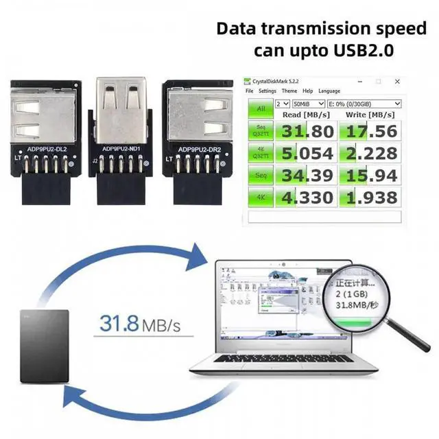 Alt view image 3 of 7 - 3pcs/set 9Pin/10Pin Motherboard Front Panel Header Female to Dual USB 2.0 Female Adapter Vertical Angled Type 90 Degree