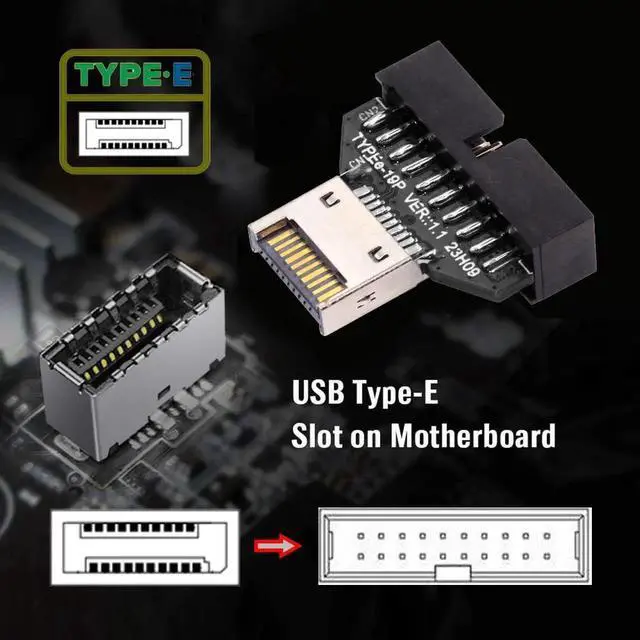 Alt view image 3 of 7 - Type-E IDC Socket USB 3.1 Front Panel Header to USB 3.0 20Pin Header Extension Adapter for Desktop Motherboard
