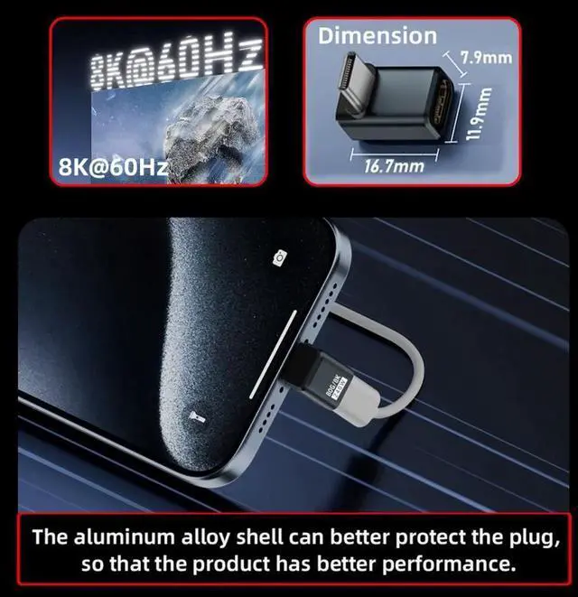 Alt view image 3 of 7 - USB5.0 80Gbps Male to Female Extension Adapter Down Up Angled with 240W 16K 8K 5K Compatible with USB4.0 Thunderbolt3/4/5