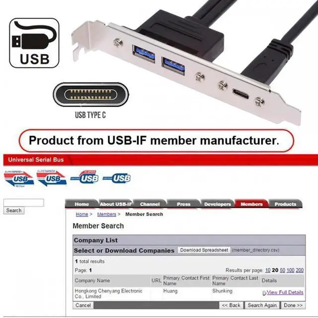 Alt view image 2 of 7 - 10Gbps USB3.0 Motherboard 19/20Pin & Type-E to USB-C Type-C & USB 3.0 Dual Ports Female PCI-E Back Panel 5Gbps Cable