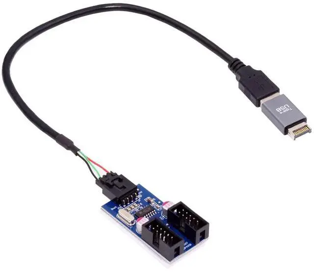 Main image of USB 3.1 Front Panel Header Male Type-E to USB 2.0 Type-A Male 1 to 2 Female Motherboard 9pin 10pinHeader HUB Adapter Port Multiplier
