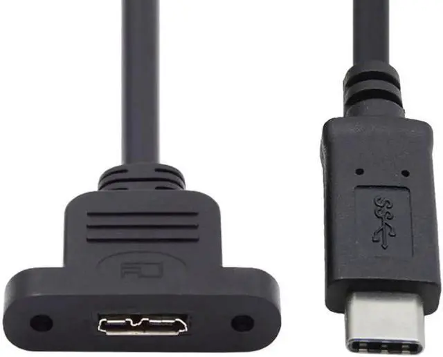 Alt view image 2 of 7 - Type-C USB 3.0 USB-C Male to Micro 3.0 Type-B Female Screw Mount Type Extension Cable 5Gbps