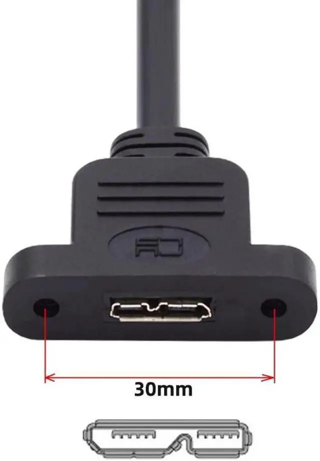 Alt view image 4 of 7 - Type-C USB 3.0 USB-C Male to Micro 3.0 Type-B Female Screw Mount Type Extension Cable 5Gbps