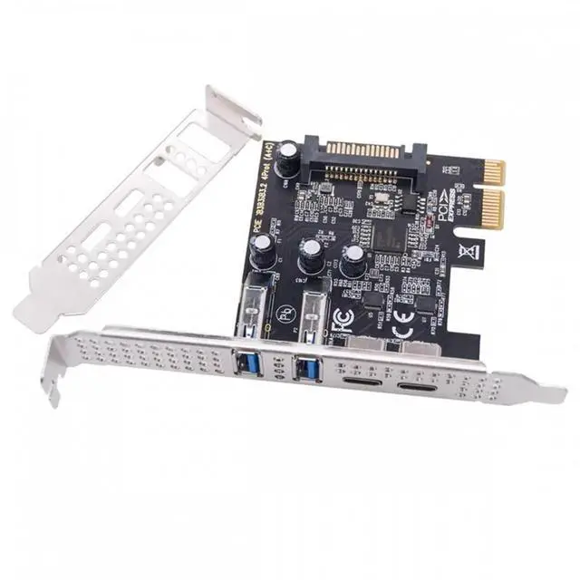 Alt view image 7 of 7 - USB3.1 Gen1 5Gbps Dual Type-A & Type-C USB-C Female to PCI-E Express 1x Card Adapter uPD720201 with Low Profile Bracket