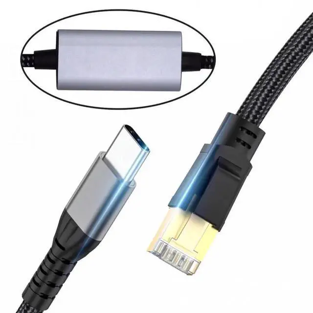 Main image of USB-C to Ethernet Cable USB Type-C to RJ45 Male Cord Directly Connected 1000Mbps Gigabit LAN Network Compatible with Thunderbolt3