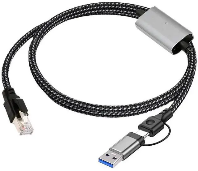 Main image of Combo USB Type-A & Type-C USB-C to Ethernet Cable URJ45 Male Cord Directly Connected 1000Mbps Gigabit LAN Network