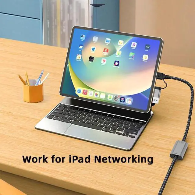 Alt view image 4 of 7 - Combo USB Type-A & Type-C USB-C to Ethernet Cable URJ45 Male Cord Directly Connected 1000Mbps Gigabit LAN Network