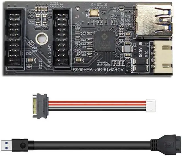 Main image of Single 19/20Pin Header to USB 3.0 19/20Pin Dual Ports Female PCBA Type Adapter Splitter HUB 5Gbps