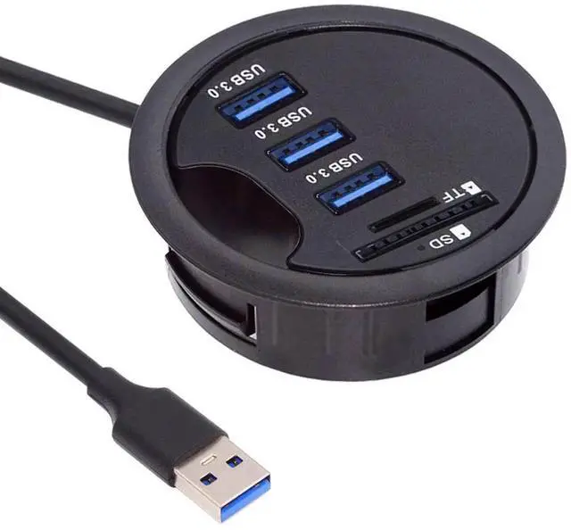 Alt view image 6 of 6 - CY USB 3.0 Hub SD TF 3 Port USB 60mm Desk Grommet Splitter Dock Station Micro-SD Card Reader for Desktop PC Desk