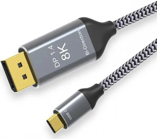 Main image of Reversible DisplayPort DP Source to USB 3.1 Type C USB-C Displays Male 8K HDTV Cable for Laptop Monitor 1.8m