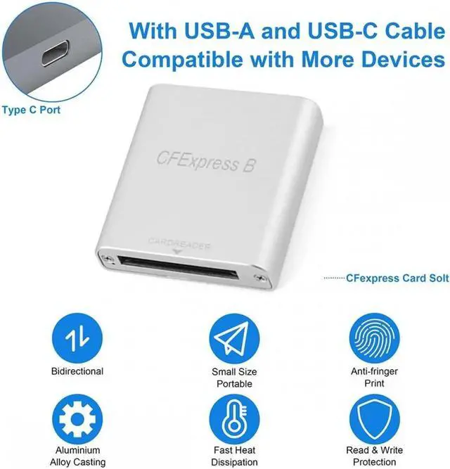 Alt view image 5 of 7 - USB3.1 Type-C USB3.0 Type-A to CF Express Extension Card Reader CFE Type-B Support R5 Z6 Z7 CFB Memory Card