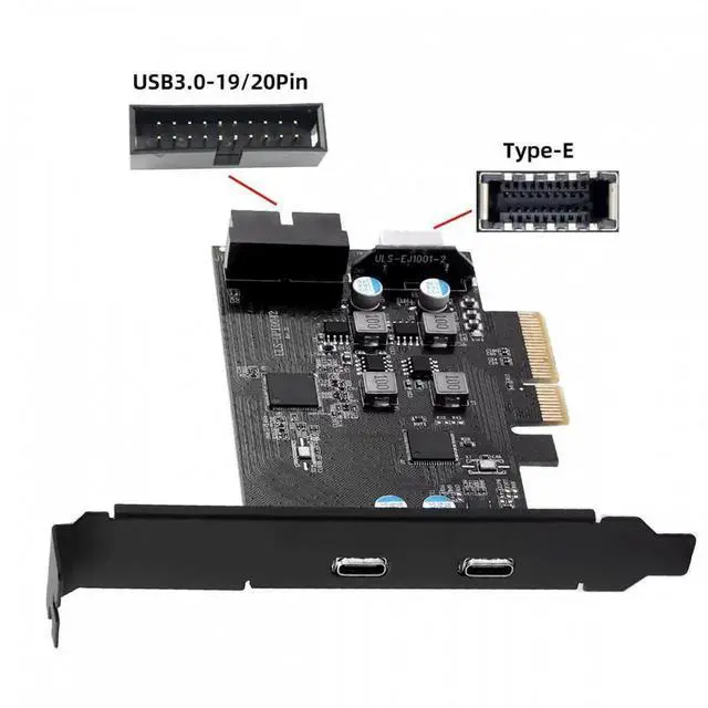 Main image of 10Gbps Type-E USB 3.1 Front Panel Socket & USB3.0 19Pin/20Pin & Dual Type-C USB-C to PCI-E Express Card Adapter ASM3142 VL822