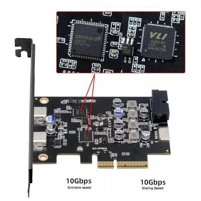Alt view image 3 of 7 - 10Gbps Type-E USB 3.1 Front Panel Socket & USB3.0 19Pin/20Pin & Dual Type-C USB-C to PCI-E Express Card Adapter ASM3142 VL822