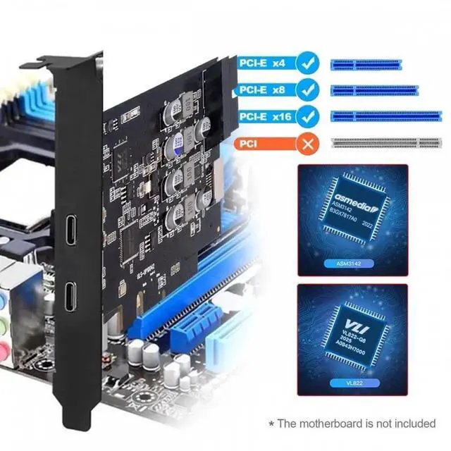 Alt view image 4 of 7 - 10Gbps Type-E USB 3.1 Front Panel Socket & USB3.0 19Pin/20Pin & Dual Type-C USB-C to PCI-E Express Card Adapter ASM3142 VL822