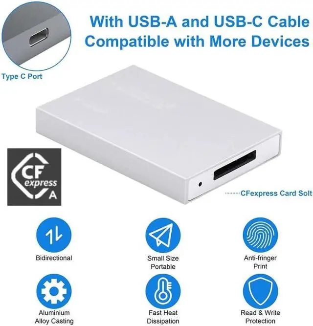 Alt view image 7 of 7 - USB3.1 Type-C USB3.0-A to CF Express Extension Card Reader for CFE Type-A Support CFA Memory Card