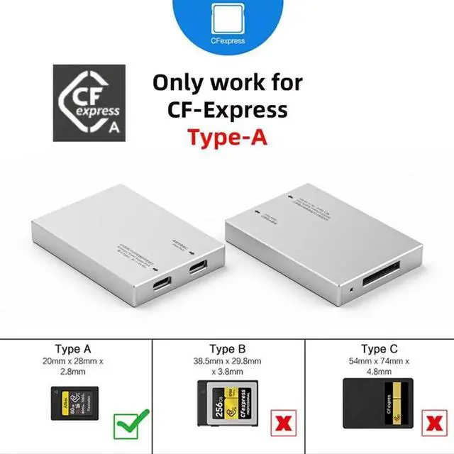 Alt view image 5 of 7 - USB3.1 Type-C USB3.0-A to CF Express Extension Card Reader for CFE Type-A Support CFA Memory Card