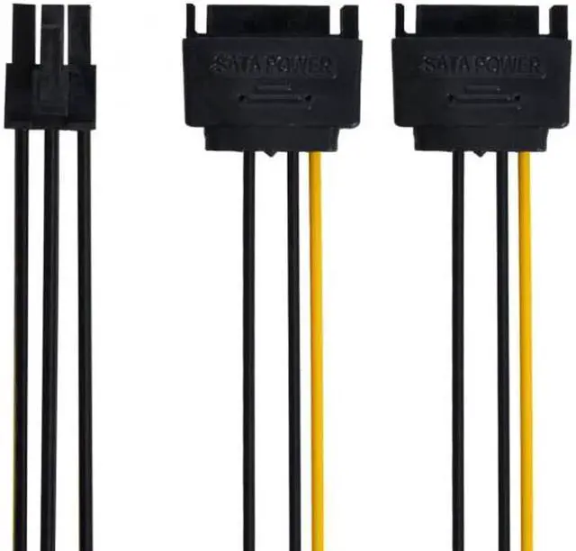 Alt view image 7 of 7 - SA-117 Dual two SATA 15 Pin Male M to PCI-e Express Card 6 Pin Female Graphics Video Card Power Cable 15cm