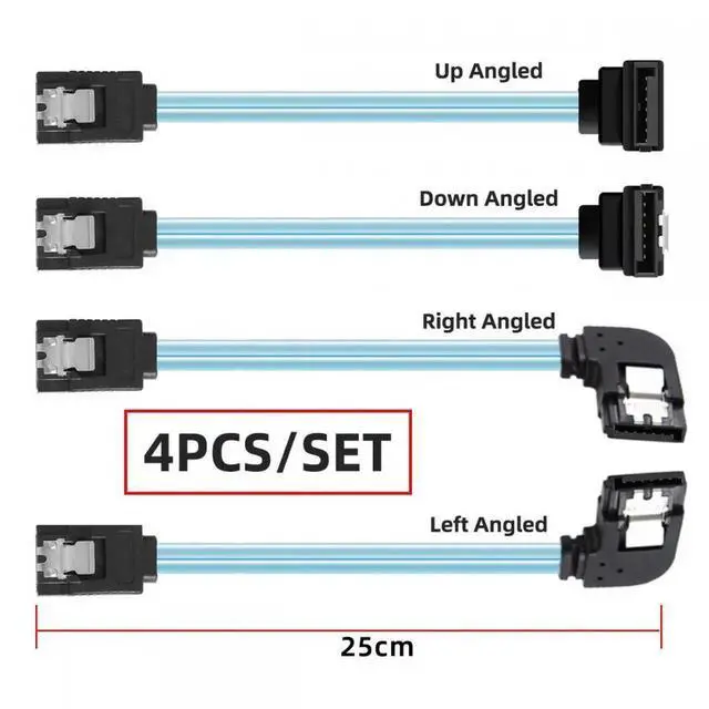 Alt view image 2 of 7 - Chenyang 4pcs/lot 90 Degree Angled Type Internal 4-SATA Host to 4SATA 7pin Target Disk 6Gbps Data Server Cable 25cm