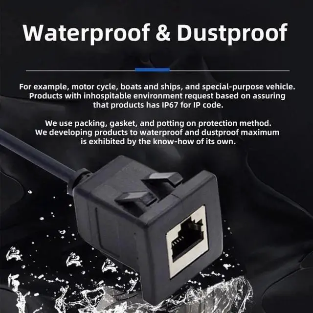 Alt view image 3 of 7 - UT-016-1.0M Waterproof Dustproof Latch Locking CAT6 RJ45 Male to Female Lan Ethernet Network Extension Cable Car Panel Mount Design