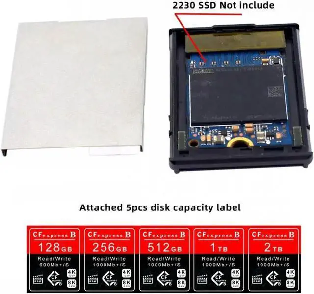 Alt view image 3 of 7 - CFexpress Type-B to NVME 2230 Memory Card Kit Case CFE CFB NGFF M-key Adapter Compatible with XS Camera 8K RAW PCIe Expansion