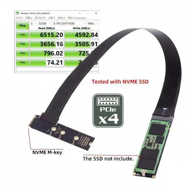 Alt view image 3 of 6 - NGFF M-Key NVME Male to Female Extension PCI Express Cable 30cm Right Angled Type 90 Degree PCI-E 4.0 for Mainboard SSD 2230/2242/2260/2280