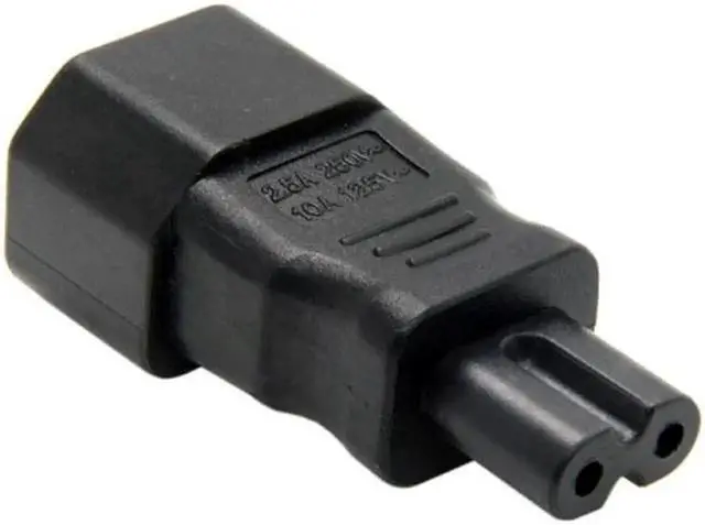 Alt view image 7 of 7 - PW-035 Standard Molded IEC 320 C14 Socket to IEC C7 Plug AC Power Adapter Set UL Approved